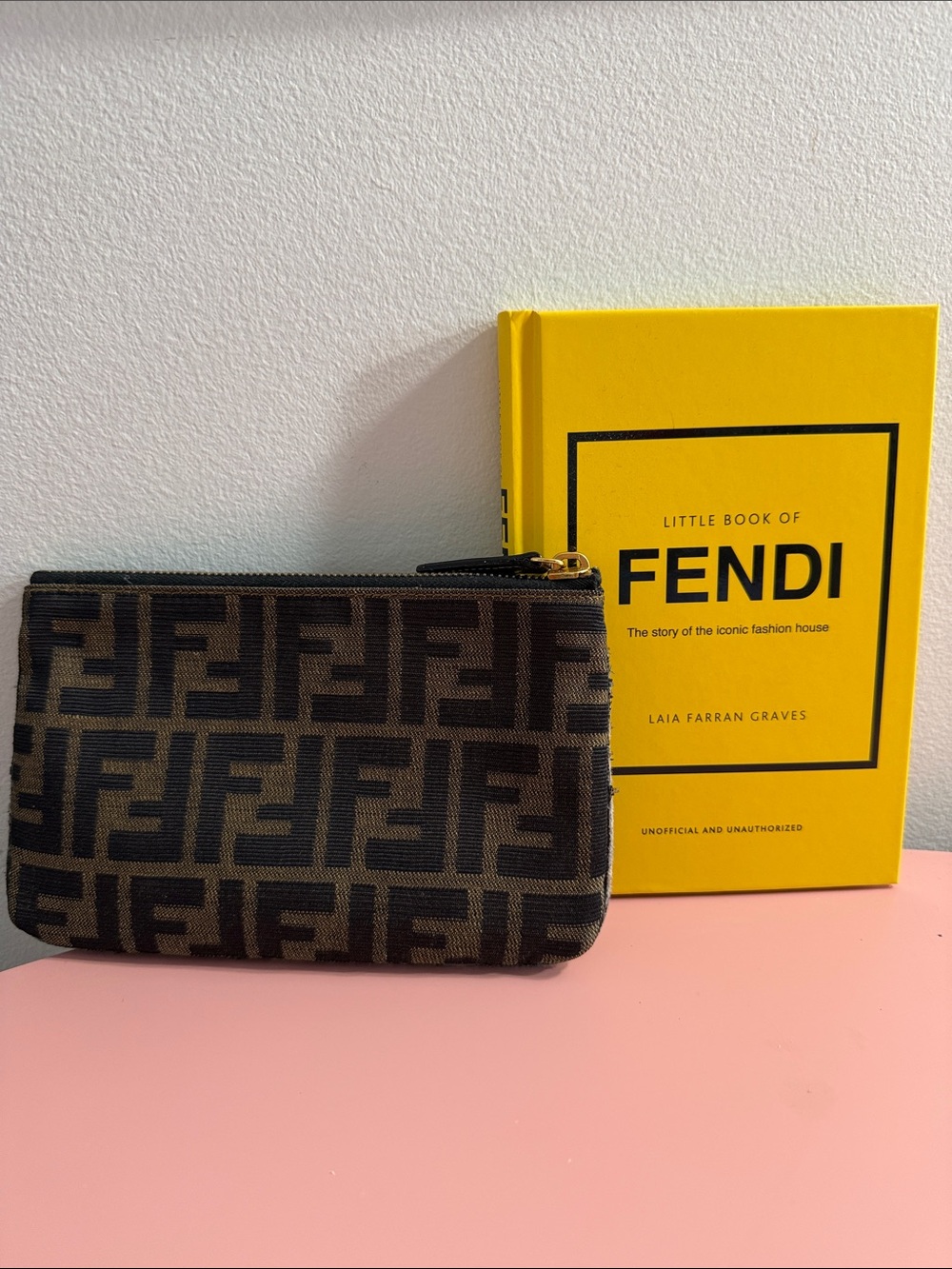 Fendi Authentic Brown & Black Zucca Canvas Pouch